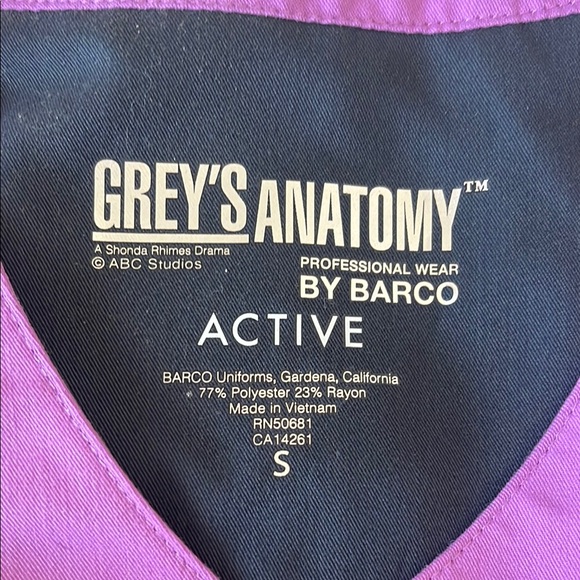 Grey's Anatomy Black and Purple Scrub Top - Picture 3 of 3